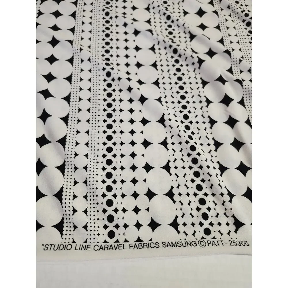 Studio Line Caravel Fabrics Samsung Polyester Stretch Circles B&W 1 1/2 yds